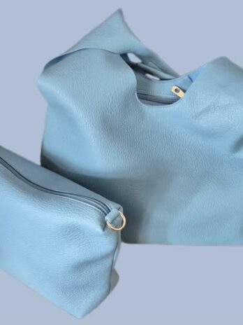 Tasche/Shopper “ Made in Italy “ in Hellblau/Kunstleder extra Innentasche Breite ca 47cm Höhe ca 30cm