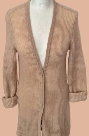 Strickweste “ Hallhuber “ Größe 36 in Taupe verschlusslos Mohair