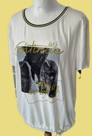 Shirt “ Jones “ Größe 40 in Offwhite/Schwarz/Gelb/Print gemustert 95% Viscose