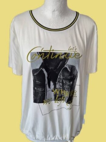 Shirt “ Jones “ Größe 40 in Offwhite/Schwarz/Gelb/Print gemustert 95% Viscose