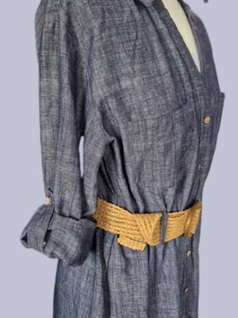 Kleid mit Gürtel “ Zara “ Größe M in Jeansblau 48% Viscose 15% Leinen