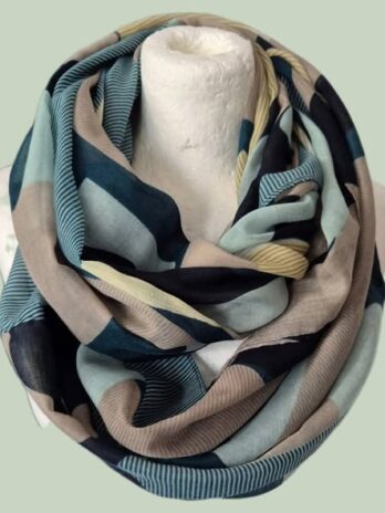 Loop “ Tom Tailor “ in Dunkelgrün/Mintgrün/Gelb/Mocca/Dunkelblau gemustert