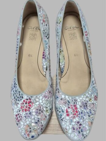 Pumps “ Ara High Soft “ Größe 39,5 in Hellgrau/Bunt gemustert Leder NEU!