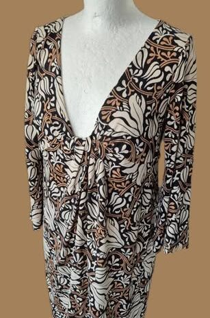 Kleid “ Diane von Fürstenberg “ Größe 36 in Schwarz/Beige/Camel gemustert 100% Seide