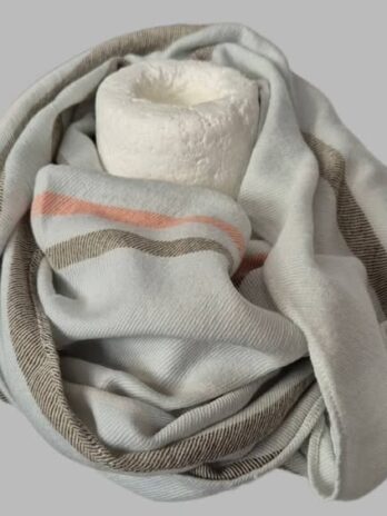 Loop “ S. Oliver “ in Hellgrau/Olivgrün/Orange gemustert