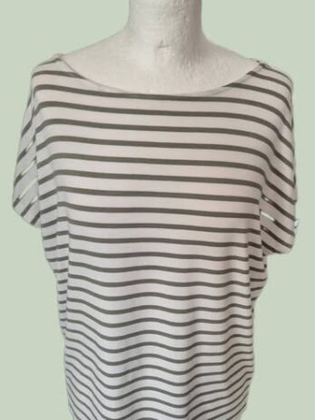 Shirt “ S. Oliver “ Größe 36 in Khakigrün/Offwhite gestreift Viscose