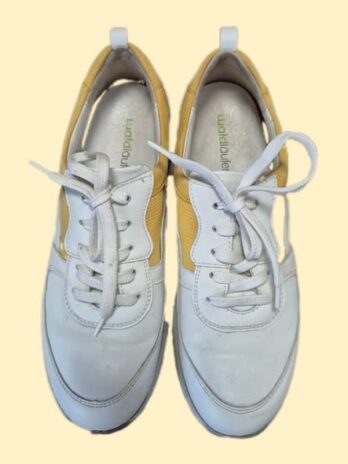 Sneakers “ Waldläufer “ Größe 39 (Weite H) in Weiß/Gelb/Leder