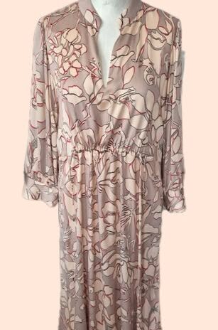 Kleid “ Marccain “ Größe 38 (N3) in Beige/Taupe/Rot gemustert 92% Seide