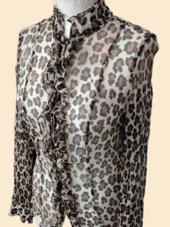 Bluse “ Luisa Cerano “ Größe 36 in Braun/Beige/Schwarz/Animalprint 100% Seide