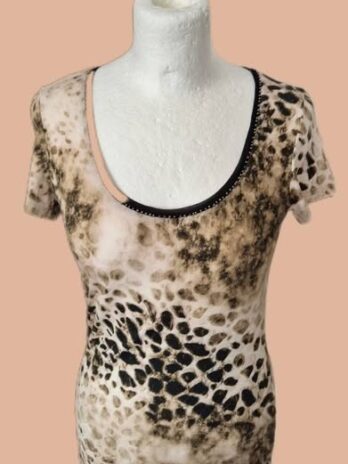 Shirt “ Comma “ Größe 36 in Beige/Schwarz/Braun/Animalprint 96% Viscose