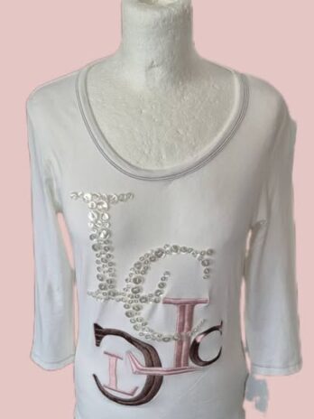 Shirt “ Luisa Cerano “ Größe 36 in Offwhite/Mocca/Rosa 88% Baumwolle