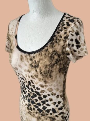 Shirt “ Comma “ Größe 36 in Beige/Schwarz/Braun/Animalprint 96% Viscose