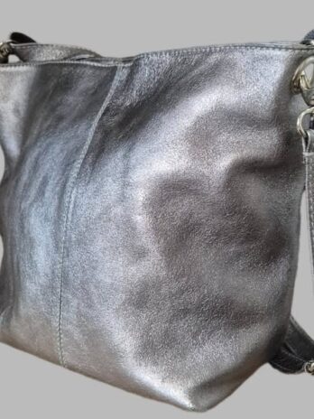 Tasche “ Made in Italy “ in Silbergrau/Leder Breite ca 37cm Höhe ca 26cm