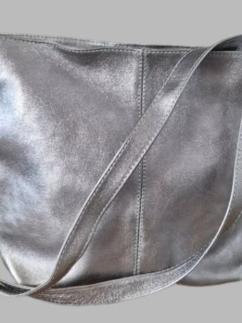 Tasche “ Made in Italy “ in Silbergrau/Leder Breite ca 37cm Höhe ca 26cm