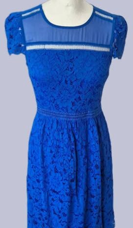 Kleid “ Hallhuber “ Größe 34/36 in Royalblau/Spitze 40% Viscose 35% Baumwolle