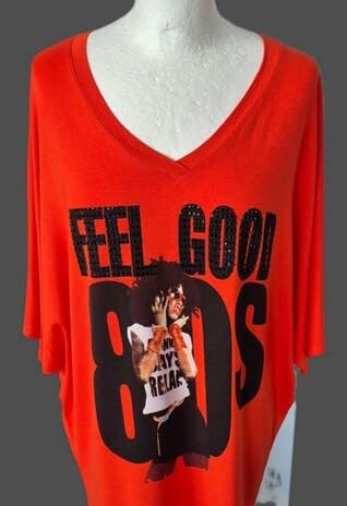 Shirt “ Jones “ Größe 42 in Rot/Schwarz/Print 96% Viscose