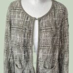 Blazer “ Trucco “ Größe 38 in Olivgrün/Offwhite/Schwarz/Gold/Lurex gemustert 65% Baumwolle