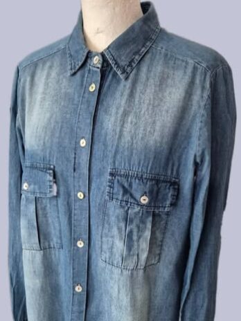 Jeansbluse “ Susy Mix “ Größe 38 in Blau 100% Baumwolle