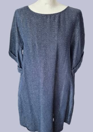 Kleid “ Cos “ Größe 40 in Dunkelblau/Weiß gemustert 55% Leinen 45% Baumwolle