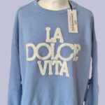 Sweater “ Zwillingsherz “ Größe 44 in Hellblau/Weiß NEU! 80% Baumwolle