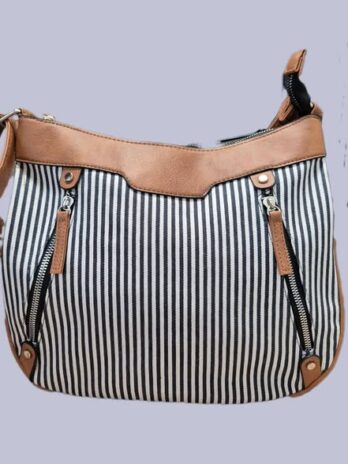 Tasche “ Paolo Bags “ in Blau/Weiß gestreift Canvasleinen/Kunstleder Breite ca 33cm Höhe ca 27cm