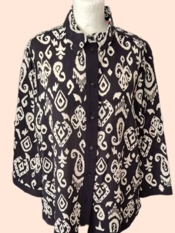 Bluse “ Cecil “ Größe 44 in Schwarz/Offwhite gemustert 84% Viscose