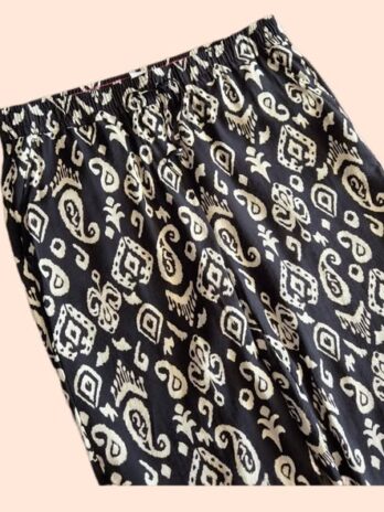 Hose “ Cecil “ Größe 42/44 in Schwarz/Offwhite gemustert elastischer Bund weites Bein 84% Viscose