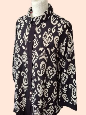 Bluse “ Cecil “ Größe 44 in Schwarz/Offwhite gemustert 84% Viscose