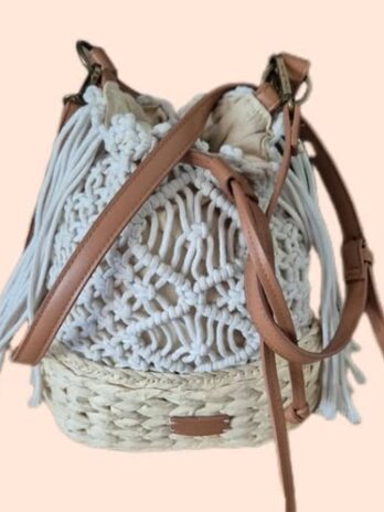 Bucket Bag “ Pepe Jeans “ in Offwhite/Beige Bast/Textil Breite ca 29cm Höhe ca 26cm