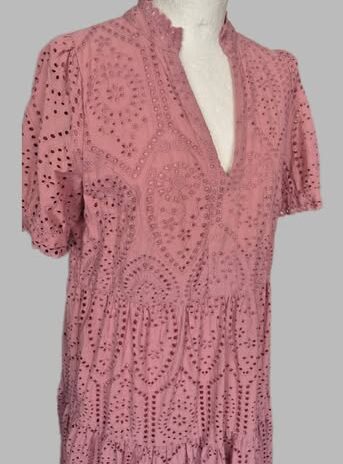 Kleid “ Y.A.S. “ Größe 38 in Altrosa/Lochstickerei 100% Baumwolle