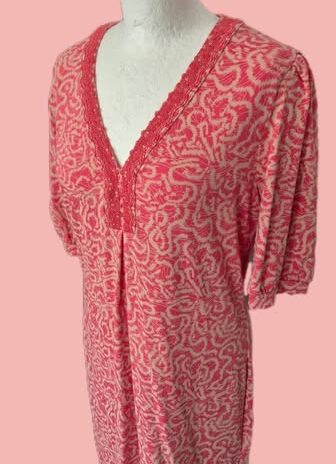 Kleid “ Esqualo “ Größe 38 in Pink/Beige gemustert 95% Viscose