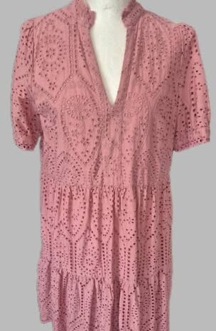 Kleid “ Y.A.S. “ Größe 38 in Altrosa/Lochstickerei 100% Baumwolle