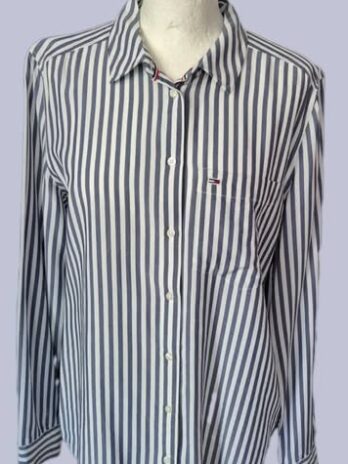 Bluse “ Tommy Jeans “ Größe 40 in Blau/Weiß gestreift 60% Lyocell 40% Viscose