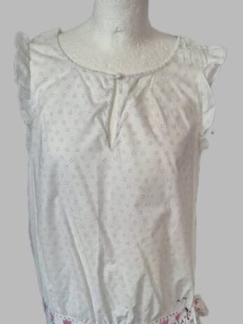 Bluse “ Pepe Jeans “ Größe 36/38 in Weiß/Bunt bestickt 100% Baumwolle