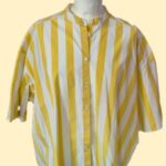 Bluse “ Closed “ Größe 38/40 in Gelb/Weiß gestreift 100% Baumwolle oversized geschnitten