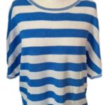 Pulli “ OUI “ Größe 38/40 in Blau/Weiß gestreift 100% Leinen