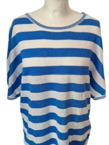 Pulli “ OUI “ Größe 38/40 in Blau/Weiß gestreift 100% Leinen