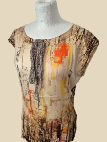 Shirt “ Marccain “ Größe 40 (N4) in Braun/Beige/Gelb/Orange/Animalprint 93% Seide