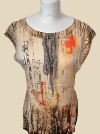 Shirt “ Marccain “ Größe 40 (N4) in Braun/Beige/Gelb/Orange/Animalprint 93% Seide