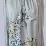 Bluse “ Zara “ Größe 38 in Eisblau/Floral 100% Seide