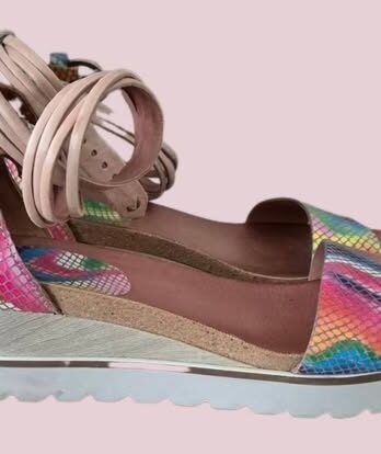 Sandalen “ Made in Italy “ Größe 39 in Bunt gemustert/Leder