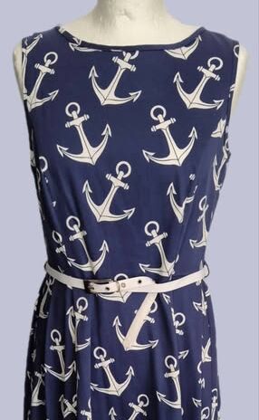 Kleid “ Lady Vintage “ Größe 38 in Dunkelblau/Weiß gemustert 97% Baumwolle