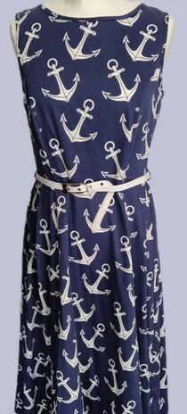 Kleid “ Lady Vintage “ Größe 38 in Dunkelblau/Weiß gemustert 97% Baumwolle