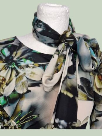 Kleid mit Schal “ Jones “ Größe 36 in Grün/Bunt gemustert 93% Viscose
