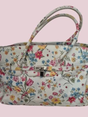 Tasche “ Made in Italy “ in Weiß/Bunt/Floral/Leder Breite ca 39cm Höhe ca 28cm