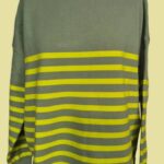 Pulli “ Cartoon “ Größe 38/40 in Salbeigrün/Neongelb gestreift 55% Viscose
