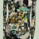 Kleid mit Schal “ Jones “ Größe 36 in Grün/Bunt gemustert 93% Viscose