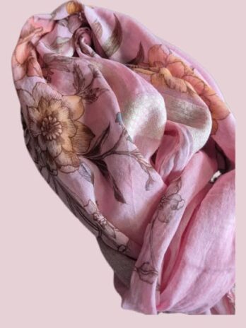 Schal “ Made in Italy “ in Rosa/Floral Leinen/Baumwolle