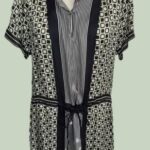Kleid “ Claudia Sträter Amsterdam “ Größe 40 in Dunkelblau/Weiß/Gelb gemustert 100% Seide
