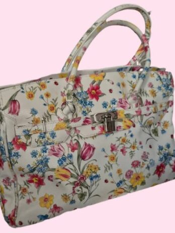 Tasche “ Made in Italy “ in Weiß/Bunt/Floral/Leder Breite ca 39cm Höhe ca 28cm